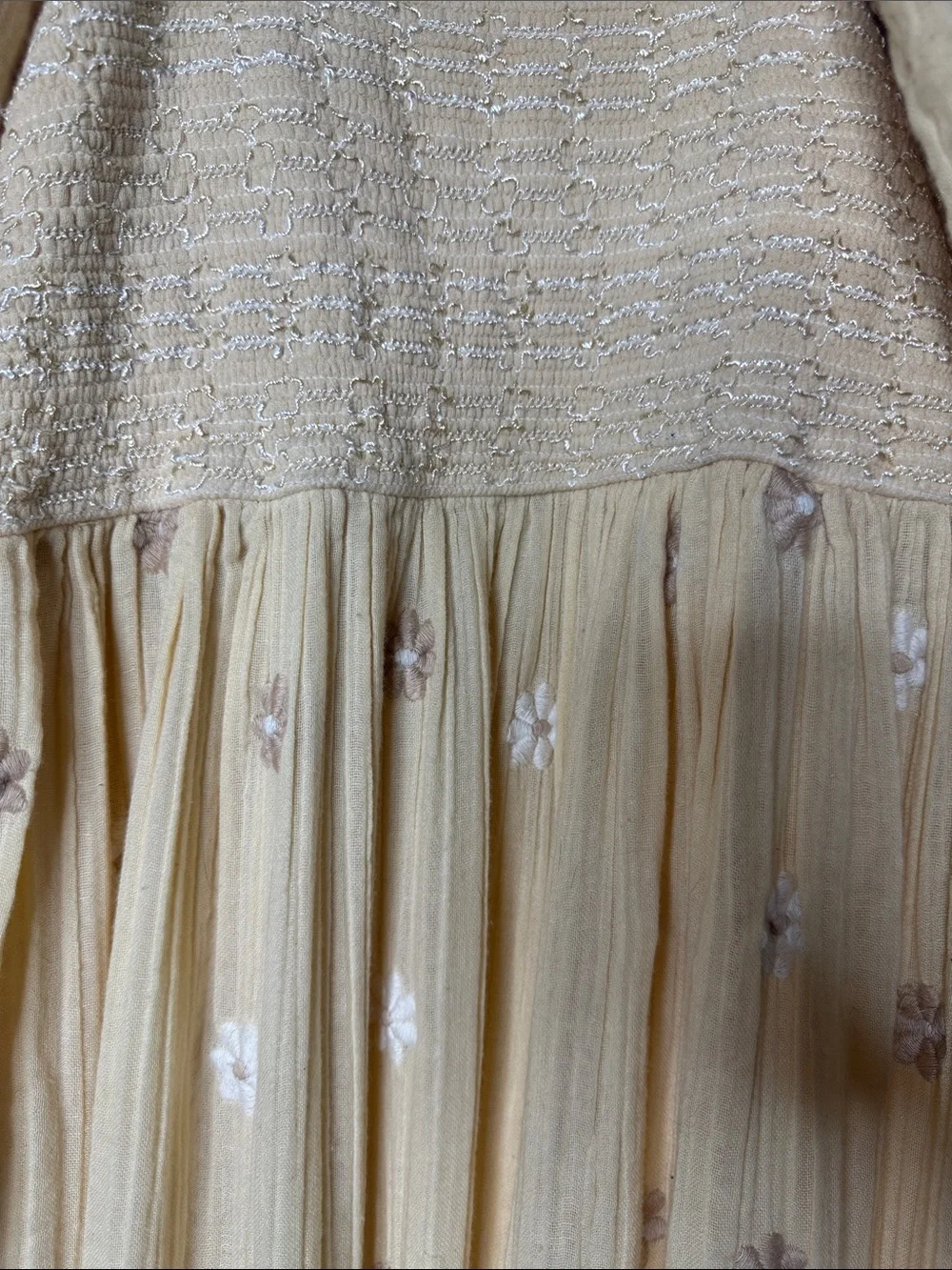 Free People Dahlia Embroidered Tiered Maxi Dress Cream Medium